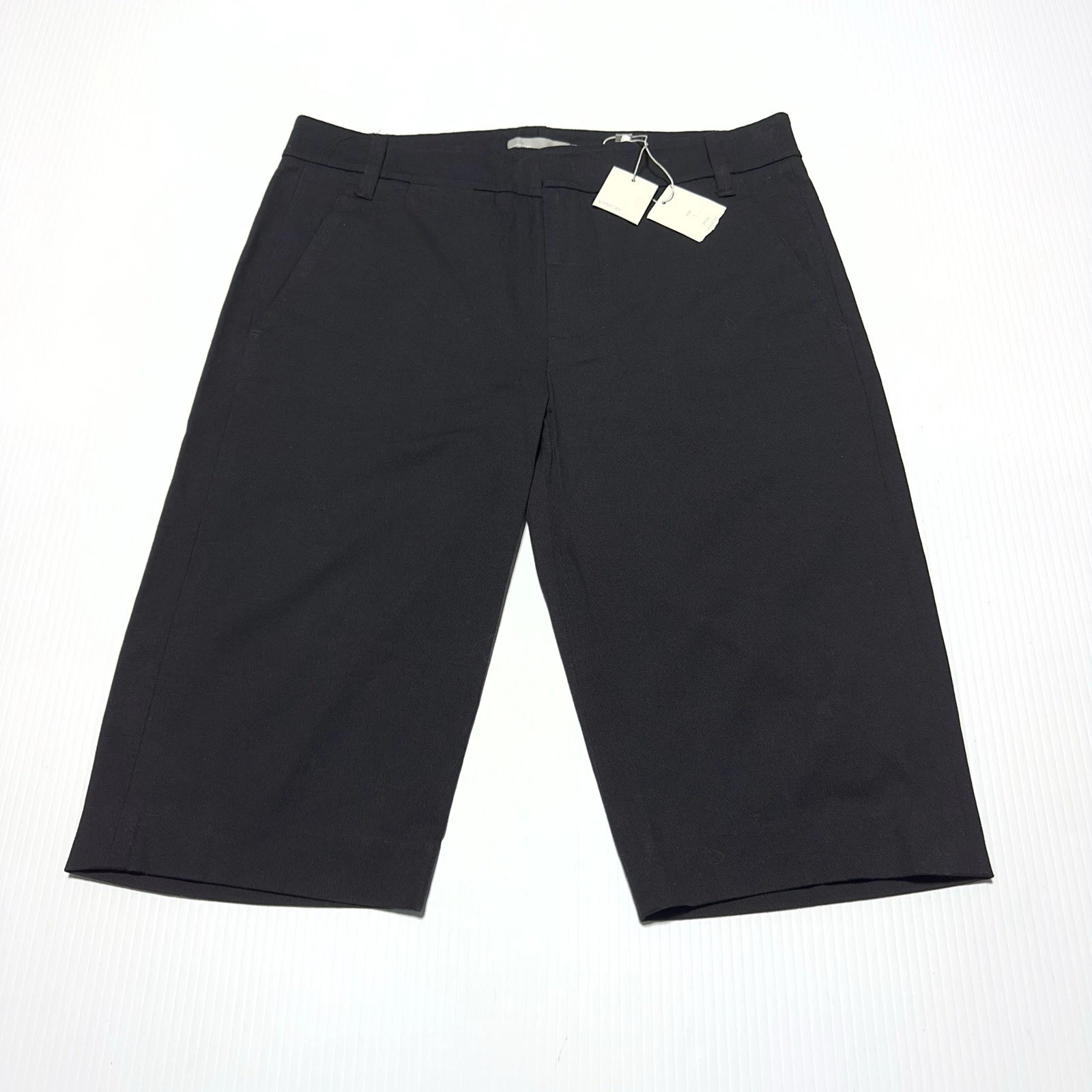 Vince Women’s Shorts Size 6 Black chino classic bermuda cotton Linen Blend NWT
