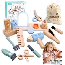 Wooden Makeup Toy Set -Hair Salon Toys - Kids Pretend Play -Beauty Salon Hair