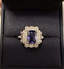 Emerald Cut 1.75 ct Tanzanite & Diamond Ring-size 7