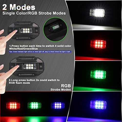 RGB White UTV Dome Light, Universal Switch RGB Strobe Roll Bar Mount Car LED - Picture 2 of 6