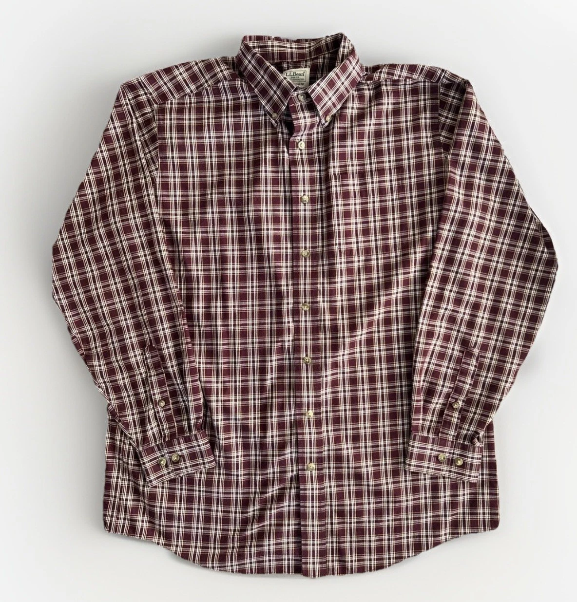 LL Bean Men’s Size Large Tall Maroon Plaid Button Down Long Sleeve 100% Cotton
Opens in a new window