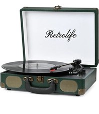 Vinyl Record Player 3 Speed Bluetooth Suitcase Portable Belt-Driven Turntable