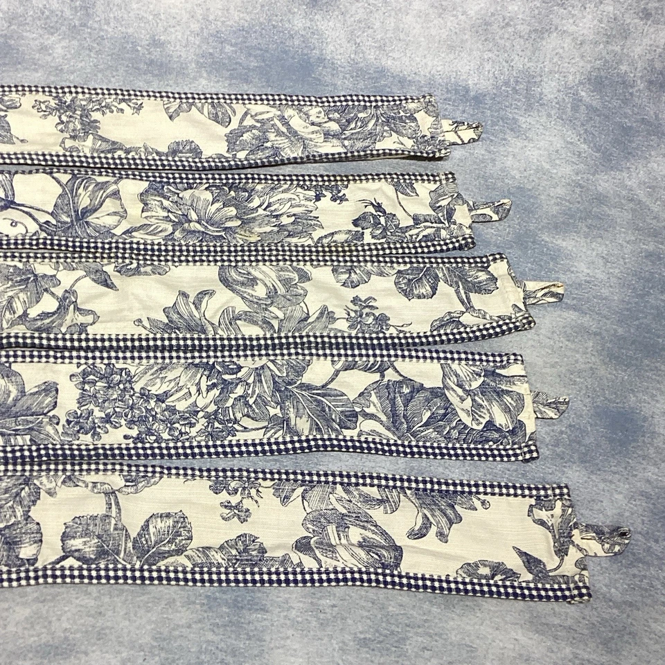 5 Waverly Garden Room TOILE a medida 3”X 27” azul marfil corbatas florales guinga Foto 4 de 4