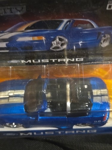 Dub City Ford Mustang Blue W/White Stripes Convertible 1:64 - Picture 6 of 9
