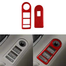 Red Carbon Fiber Front Door Window Lift Switch Panel For Buick LaCrosse 2010-13