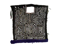 Vintage Afghani Traditional Banjara Neck Yoke Hand Embroidery Black Patch Sewing