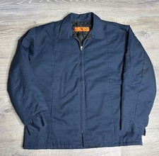 Red Kap Men  s Slash Pocket Quilt-Lined Jacket Front Zipper Dark Navy Sz L