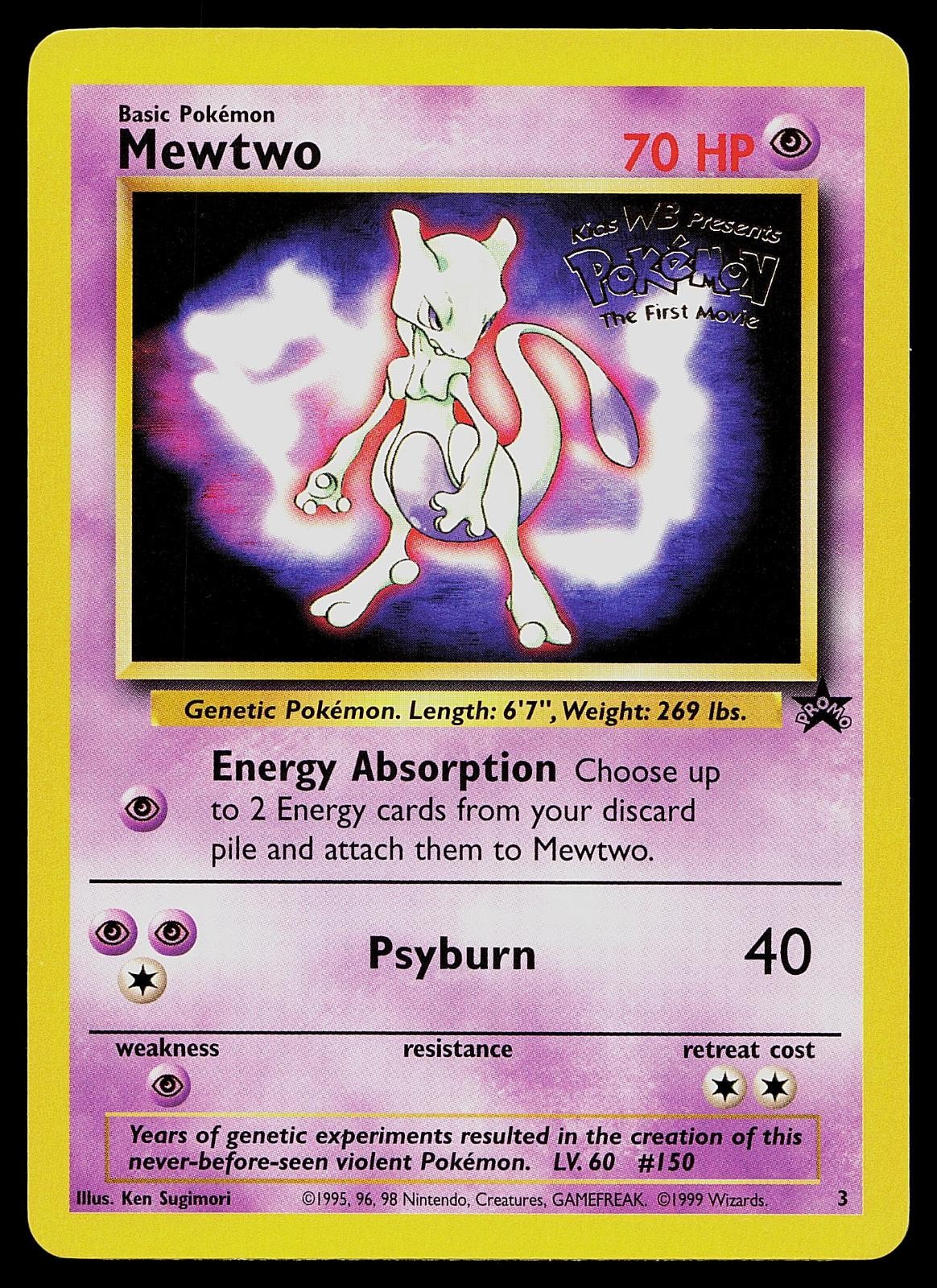 Pokemon Card - Mewtwo WB Movie Wotc Black Star Promos 3 Promo