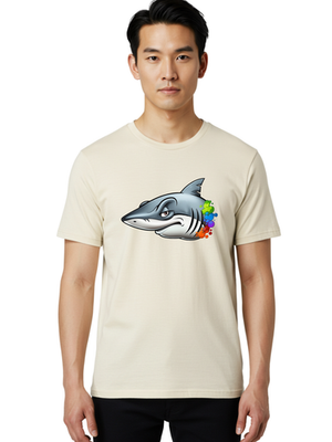 #ad Shark Logo Mens Graphic Tee 100% Cotton Casual Summer Wear $23.00