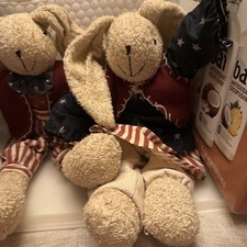 Teddy Bears USA Patriotic Boy  Girl Bears Red White Blue 13  Tall Set of 2