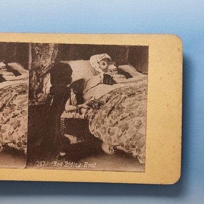 Victorian Theatre Stereoview C1895 Macabre Wolf Red Riding Hood Fairy Tales