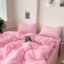 Pink Full Size Duvet Cover Set, Luxury Lightweight Microfiber Bedding Sets with
