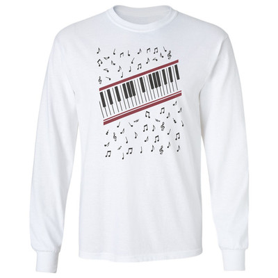Beat It Inspired Piano Keyboard Music Notes Long Sleeve T-Shirt