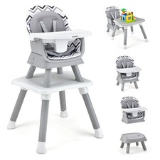 8-in-1 Baby High Chair Convertible Dining Booster Seat w/ Removable Tray Strip