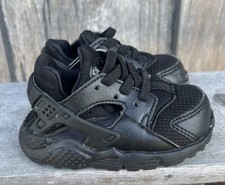 NIKE Air Huarache Toddler 4C Triple Black Mesh Slip-On No Tie Athletic Shoes