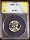 1957-D Silver 25c G. Washington Quarter MS 64 ANACS # 7465088 + Bonus