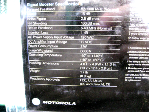 Motorola 1GHz 4-Port HDTV Broadband TV Drop Amplifier BDA +15db signal booster - Picture 5 of 8