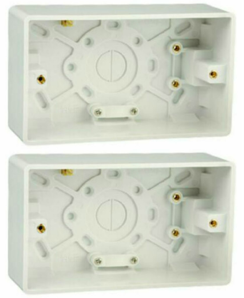 2 x Click CMA086 Moulded Surface Mounted Pattress Boxes 47mm Deep - 2 Gang
