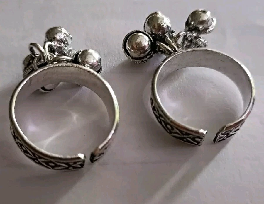 Par ajustable de anillos de punta de plata indios alemanes para mujer y niña Foto 4 de 4