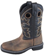 Smoky Mountain Work Boots Boys Stampede Pull On Brown Black 3893C