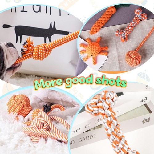 6Pcs Ferret Toys Knotted Rope Tug Perfect for Teething Mammals Cotton Rope Chew - Picture 2 of 9