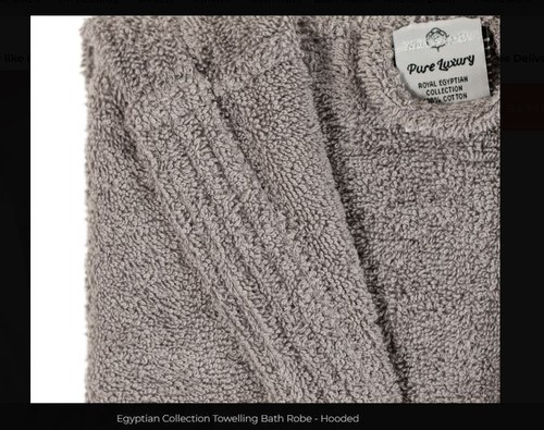 Unisex Hooded Luxury Egyptian Cotton Towelling Bath Robe, Dressing Gown 475gsm - Picture 39 of 73