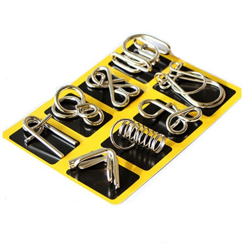 8Pcs/Set Metal Wire Puzzle IQ Mind Brain Teaser Puzzles Game Toy Kids Adult .