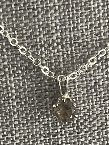 Silvertone Smoky Quartz 18” Chain Lightweight Casual Cocktail Dress Pendant - Picture 4 of 9