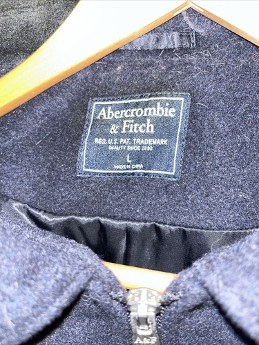 Abercrombie Fitch Wool Blend Coat Jacket Mens Black Medium Zip-up - Picture 2 of 6