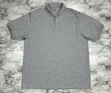 Hanes ComfortBlend Ecosmart Polo Shirt Mens L Gray Heathered Short Sleeve NWOT
