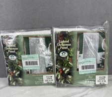 2 Lighted Christmas Tree Lace Panels White Light Up Quaker Lace USA 40 X 84 New