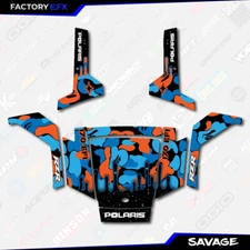 Blue & Orange Savage Camo Graphics kit fits Polaris Rzr170 RZR 170 2010-2021
