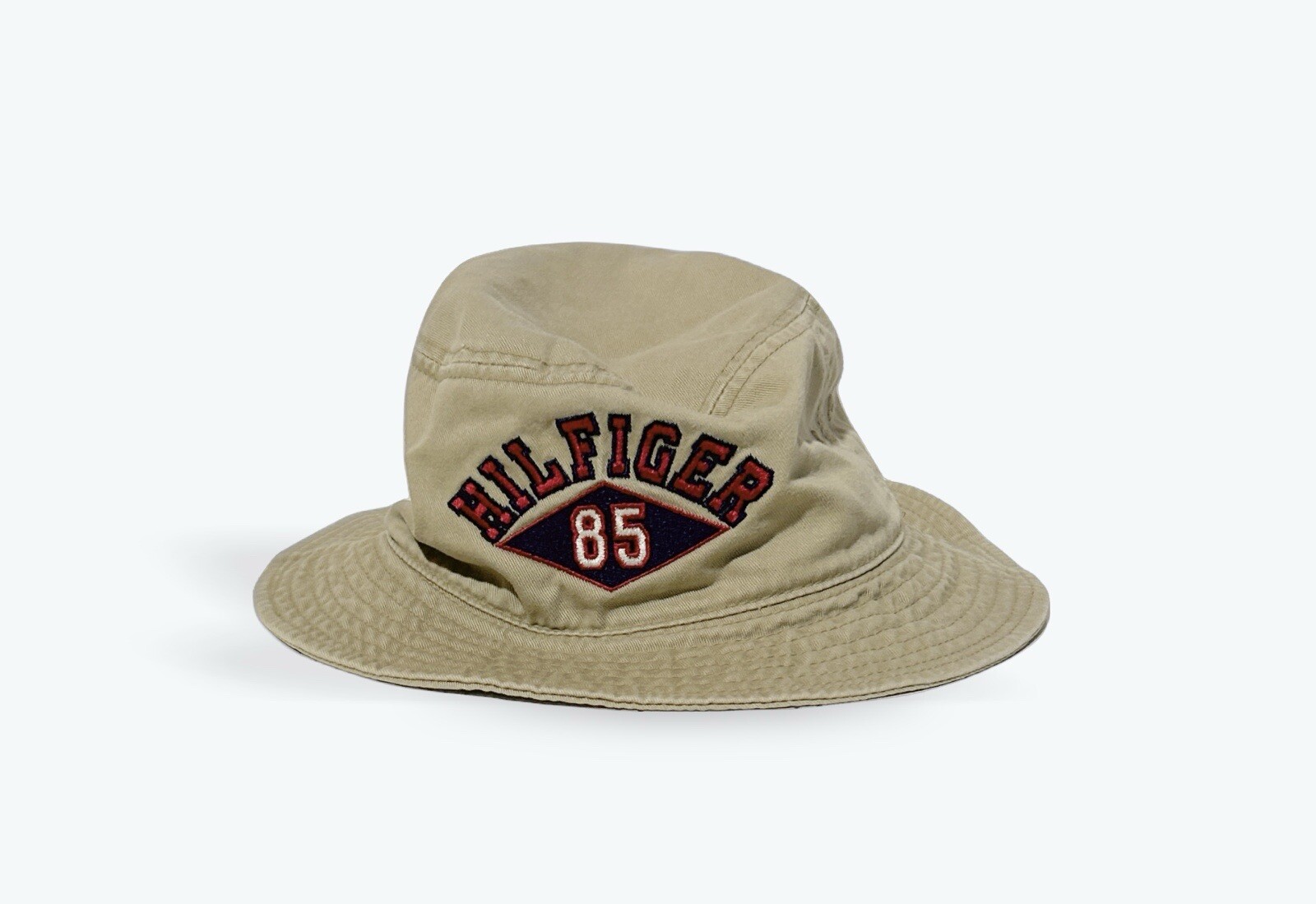 Vintage Y2K Tommy Hilfiger 85 Logo  Beige Bucket Fishing Gilligan Cotton Hat