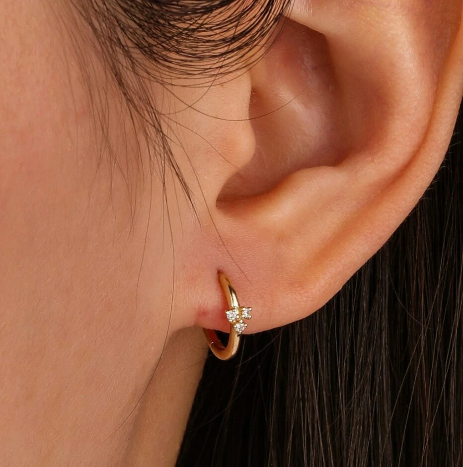 VALENTINO Orecchini a cerchio a grappolo oro giallo massiccio 14 carati diamanti oro trinità gioielli.