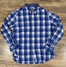 Crown And Ivy Stretch Button Up Shirt Men  s XL Blue Plaid