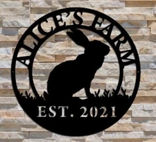 Customized Rabbit Farm Ranch Metal Name Sign Farmhouse Décor Wall Art Decorative