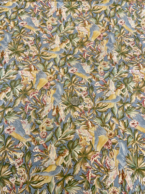 Rose & Hubble Designs: Fairies on Blue Flowered  Cotton Fabric OOP
