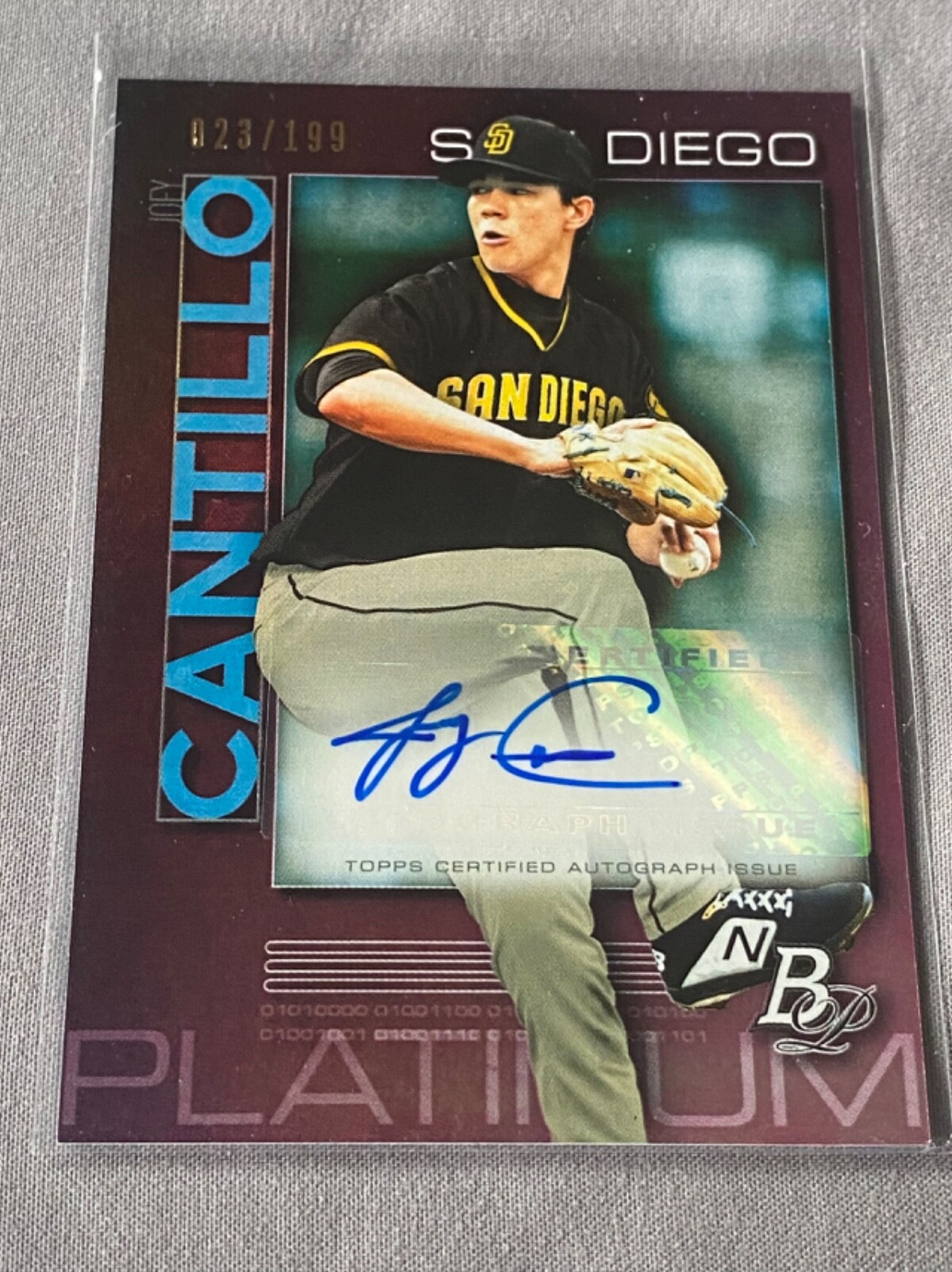 2020 Bowman Platinum Top Prospects Auto Purple Joey Cantillo /199
