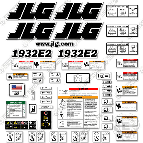 Fits JLG 1932E2 Decal Kit Scissor Lift - Warning Sticker Set Logos