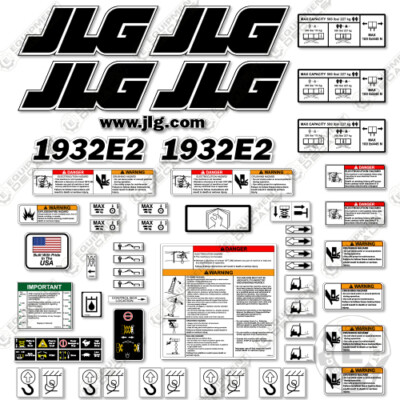 Fits JLG 1932E2 Decal Kit Scissor Lift - Warning Sticker Set Logos