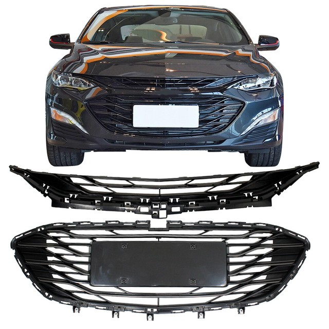 For Chevrolet Malibu 2019 2020 Gloss Black ABS Front Upper+ Lower