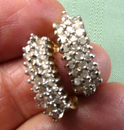 Pair of Diamond Stud Earrings 10K Solid Yellow Gold 3.7 gm