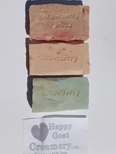 3 BARS CHEAP GOAT MILK SOAP HAPPY GOAT CREAMERY FRAGRANCE OIL STRAWBERRY VANILLA