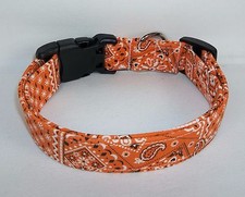 Orange Bandana Terri's Dog Collar handmade adjustable charming western fabric