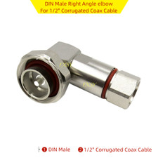 7/16 DIN Male Right Angle elbow Connector Clamp For 1/2" Corrugated Coax Cable