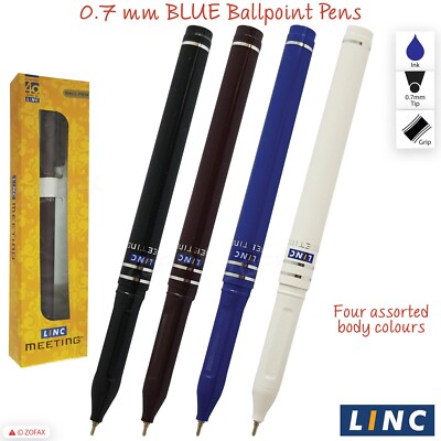 Fine Tip LINC Meeting BLUE Ballpoint Smooth Stylish Pens Easy Grip  Writing UK