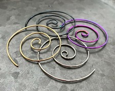 PAIR Large Steel Spiral Coiled Tapers Ear Plug Earring Gauge Guage Body Jewelry