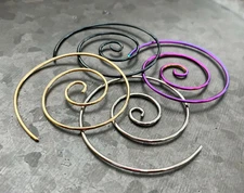 PAIR Large Steel Spiral Coiled Tapers Ear Plug Earring Gauge Guage Body Jewelry
