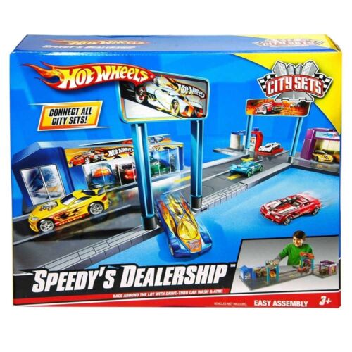 Hot Wheels Speedy's Dealership City Sets Vehicle Playset~ Race, Wash & Park~ NEW - Picture 1 of 5