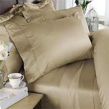 King Size Beige Solid 4 Piece Sheet Set 1000 Thread Count 100 Egyptian Cotton